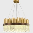 Loft Industry Modern - Gold Tubes & Glass Chandelier